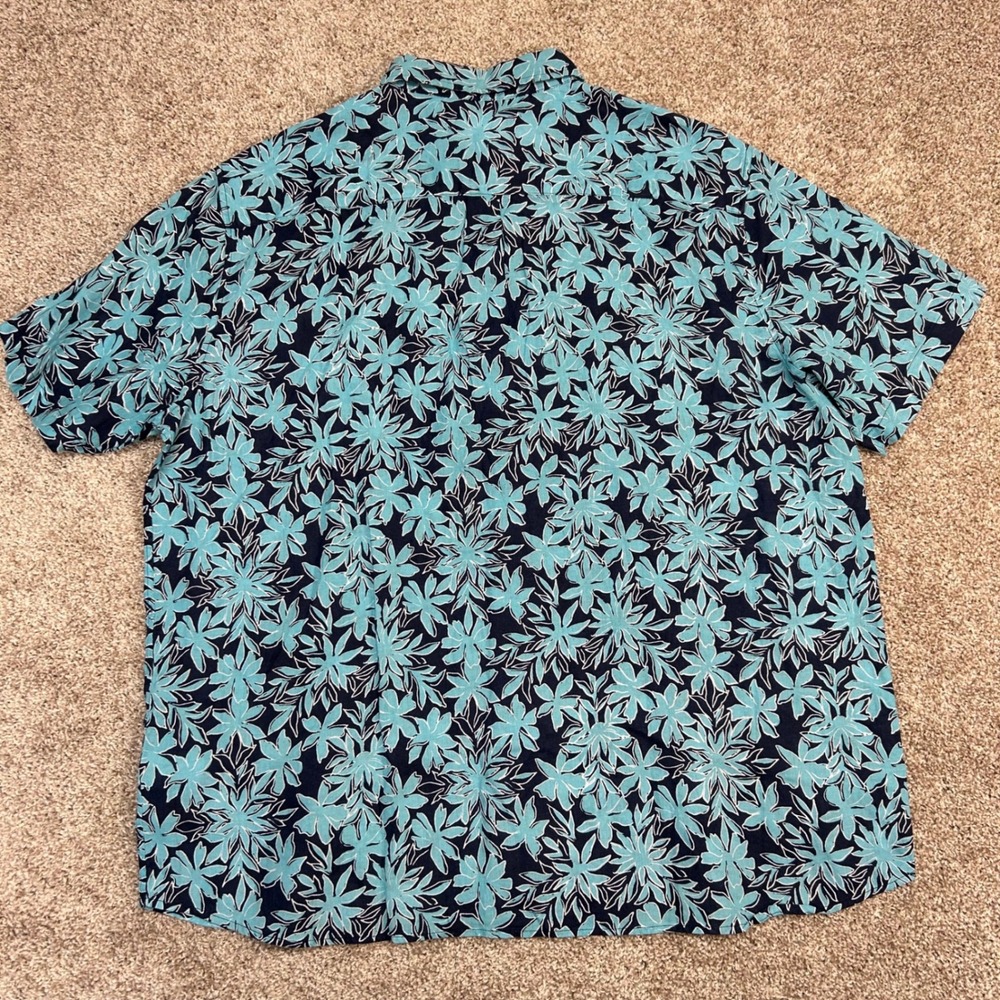 NWT Vineyard Vines Dockside Floral Printed Linen Shirt Men Size XL Navy Blue - Picture 5 of 9